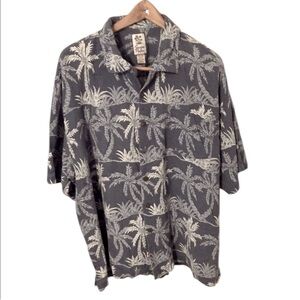 Seven Palm Blue And White Silk Short Sleeve Button Down Hawaiian Shirt